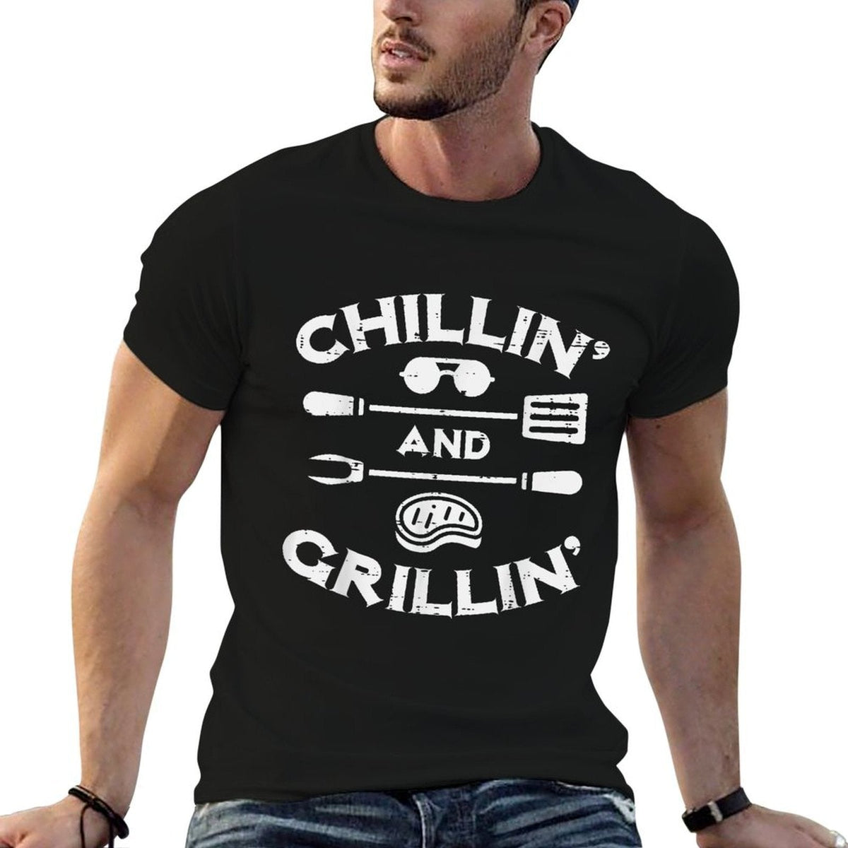 Bbq Chillin And Grillin Barbecue Pit Men Women Kids  Stretchy T-Shirt