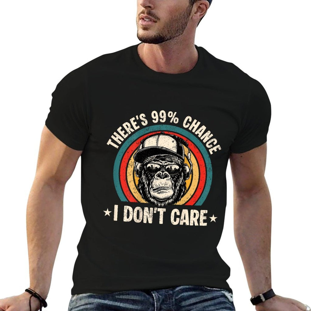 Funny Theres A 99 Percent Chance I Dont Care Bigfoot Humor  Rolled Sleeves T-Shirt