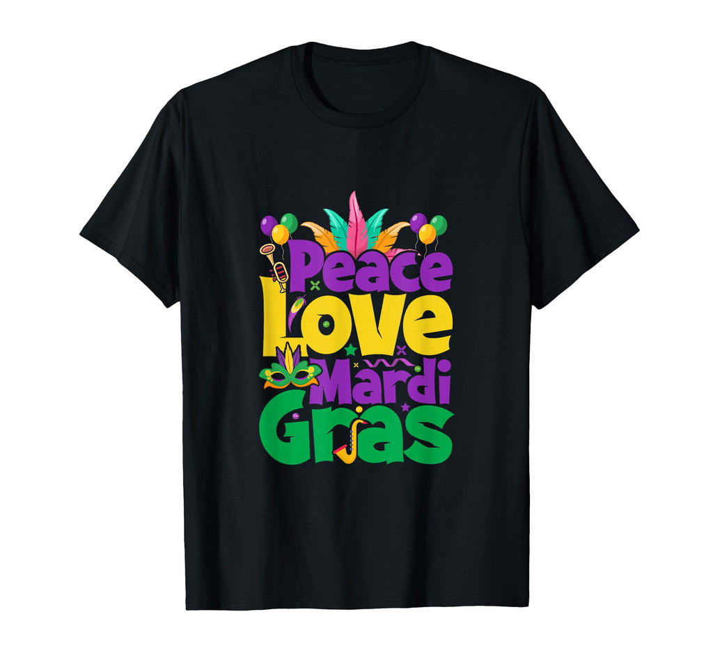 Peace Love Mardi Gras T-Shirt - Trendy Graphic Unisex