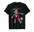 Jester Playing Soccer Mardi Gras 6 7 T-Shirt - Streetwear Style Unisex