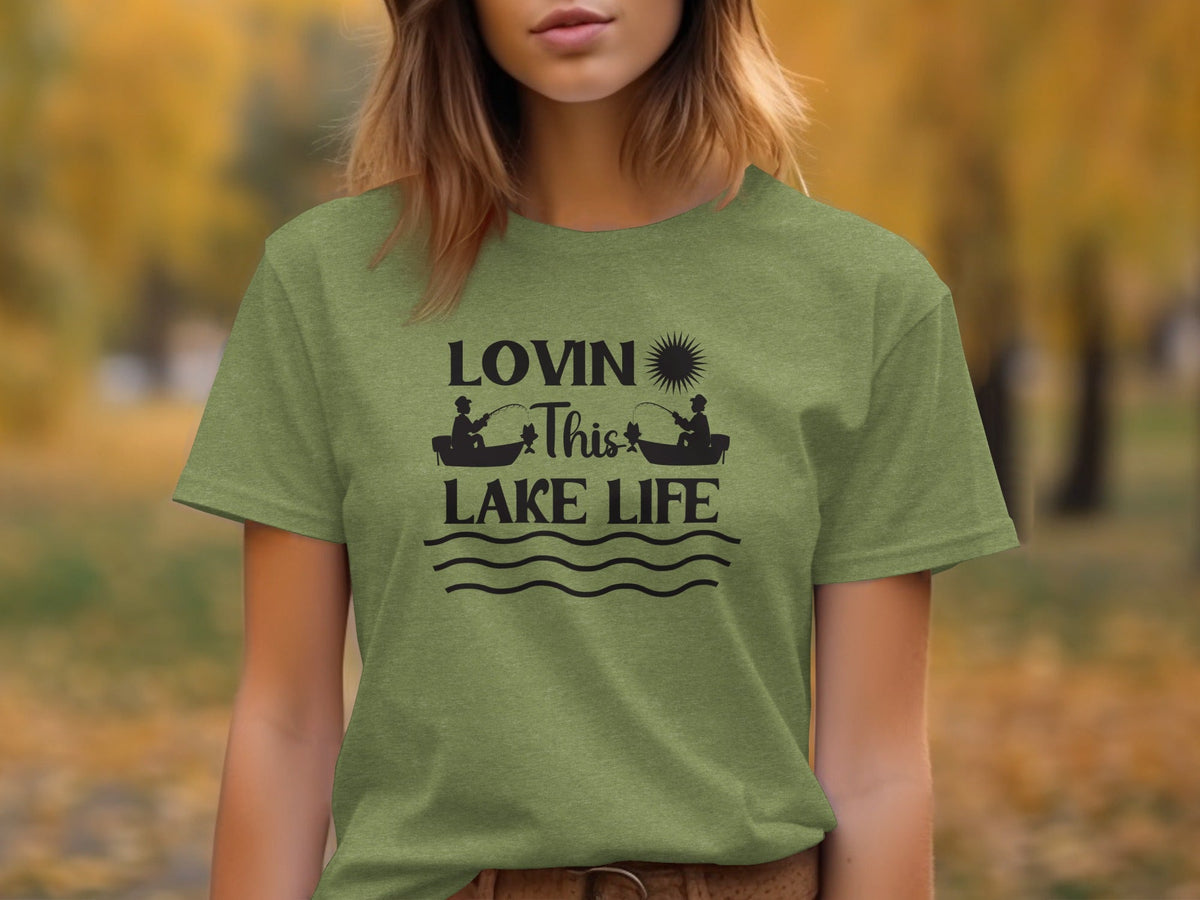Lovin This Lake Life Fishing Lovers Graphic Design T-Shirt