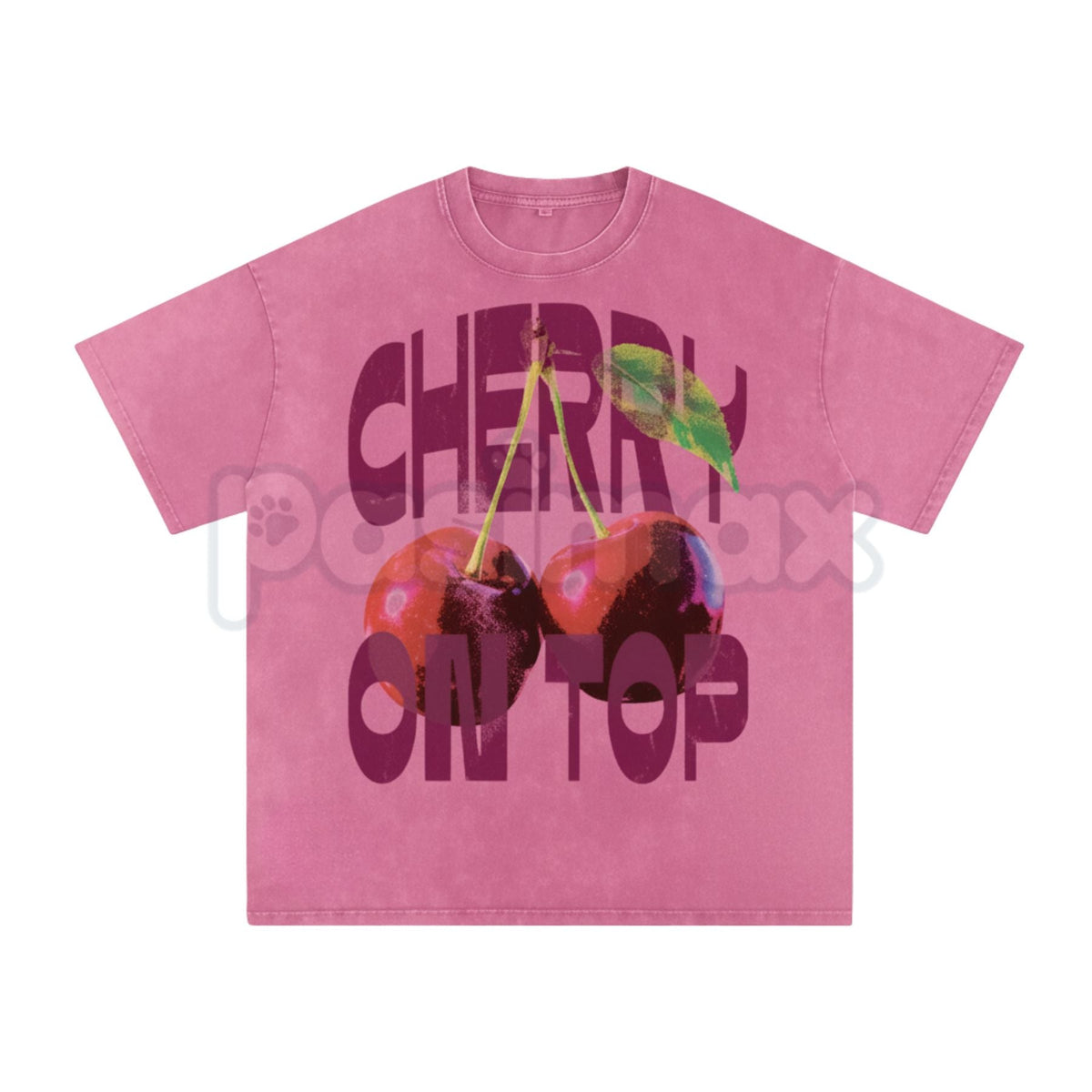 "CHERRY ON TOP" Vintage Wash Graphic Tee – Retro Aesthetic Fruit Print, Oversized Coquette Streetwear T-Shirt
