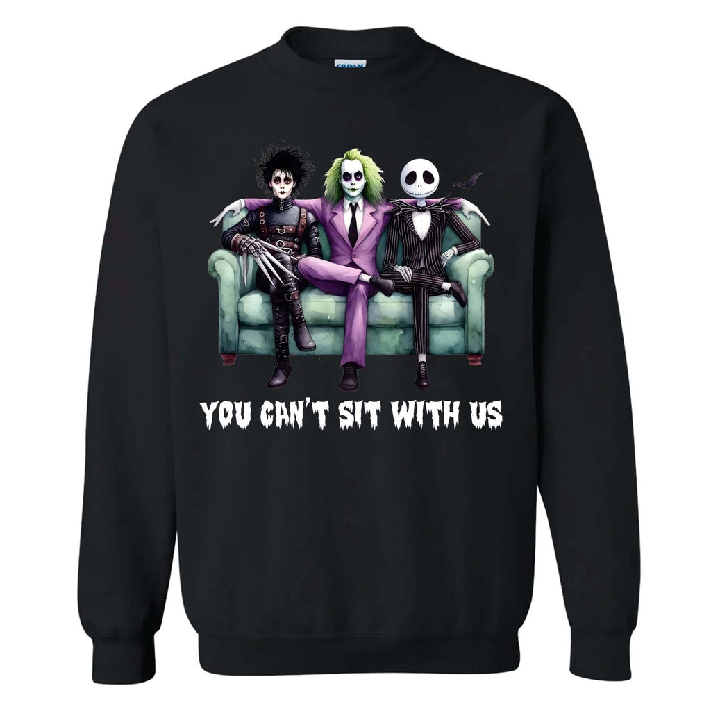 You Can’t Sit With Us Halloween T-Shirt – Funny Horror Character-Inspired Graphic Tee, Unisex Spooky Season Shirt