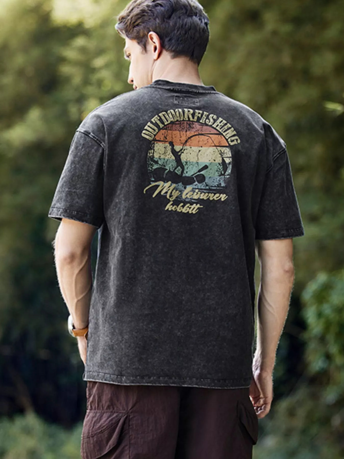 Men's Plus Size Outdoor Fishing Graphic Relaxed Fit T-Shirt