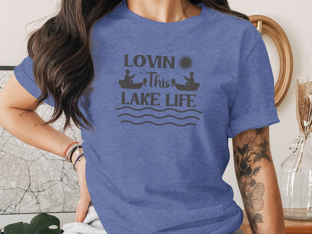 Lovin This Lake Life Fishing Lovers Graphic Design T-Shirt