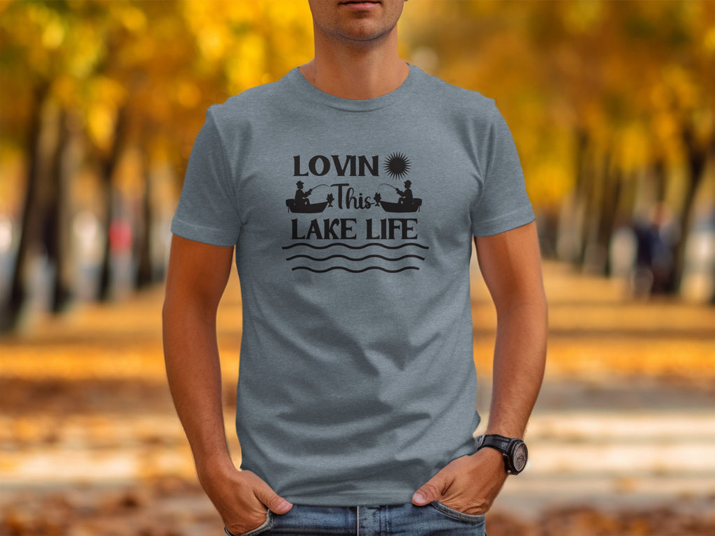 Lovin This Lake Life Fishing Lovers Graphic Design T-Shirt